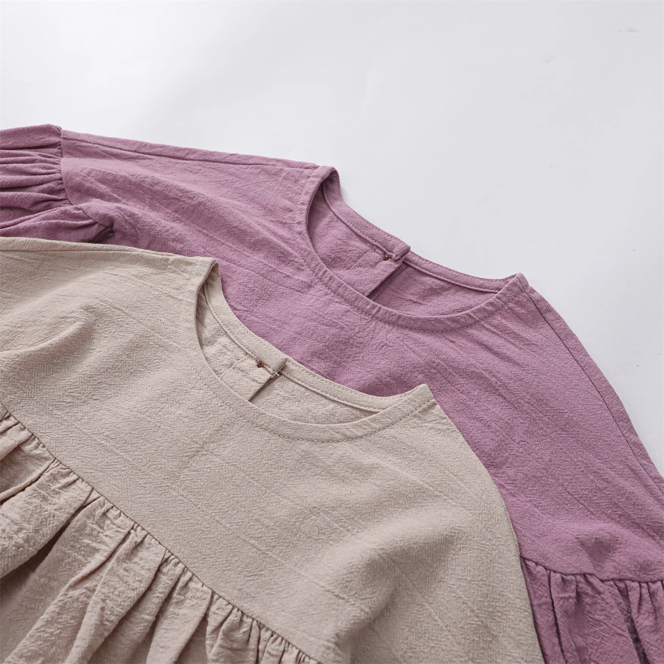 Girl's Cotton Linen Long Sleeve Dress Children's Fresh A-Line Dress Kids Clothing Autumn Style