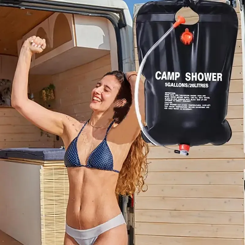 Camping Shower Bag 20L Water Tank Solar Heated Portable Shower Bag Foldable Water Organizer Large Capacity Camping Accessories