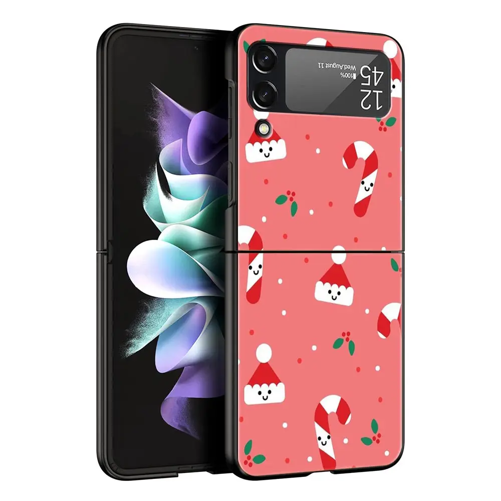 Luxury Black Hard Shell Folding Phone Case - Christmas Santa Claus Design
