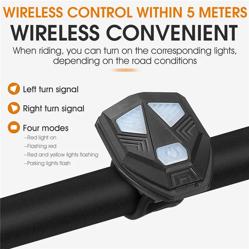 WEST BIKING Remote Control Bicycle Turn Light Type-C Charging Portable Bike Taillight Wireless Bike Rear Light Bike Accessories