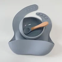 Soft Silicone Baby Feeding Bowl Silicone Dinnerware Children Dishes Bibs Set 3Pcs Set Bibs/Bowl/Spoon Kids Feeding Bowls