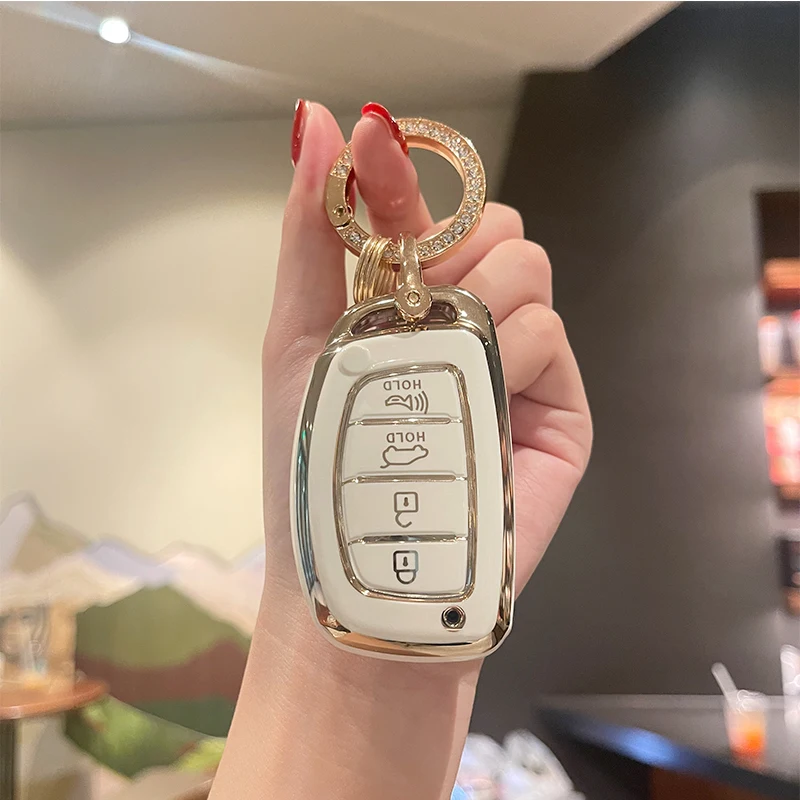

Rebble Ring Car Key case for Hyundai Avante 2018 Azera 2018 Sonata 2015 Tucson Santa Fe Rena Elantra Creta Ix35 Ix45 I10 I30 I40