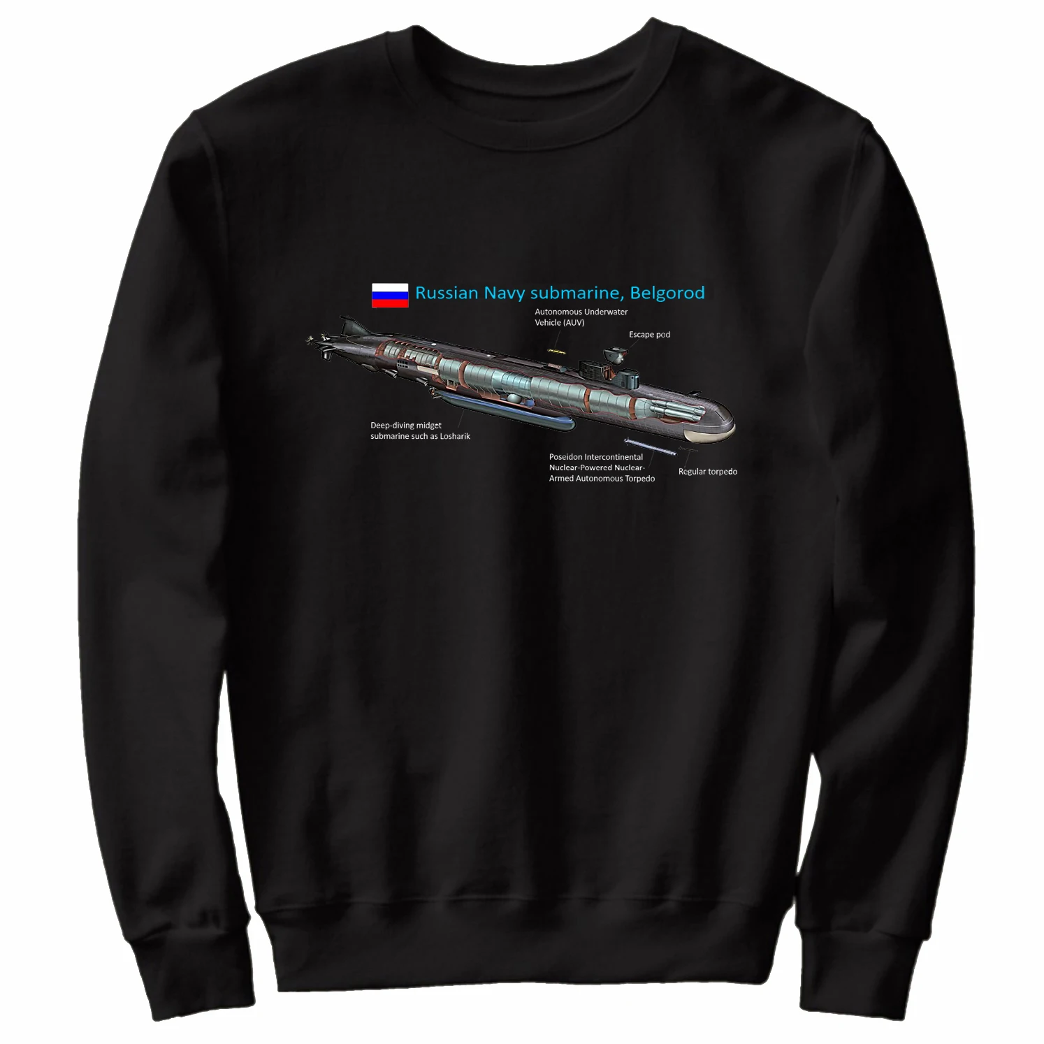 

Russian Naval K-329 Belgorod Submarine Sweatshirts New 100% Cotton Comfortable Casual Russia Military Mens Clothing