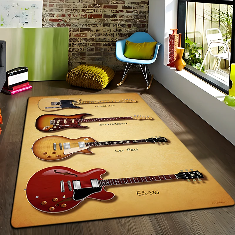 Tapis de sol de chambre à coucher, imprimé guitare musicale, pour chaise de  sport électronique, pour maison, salon, bureau - AliExpress