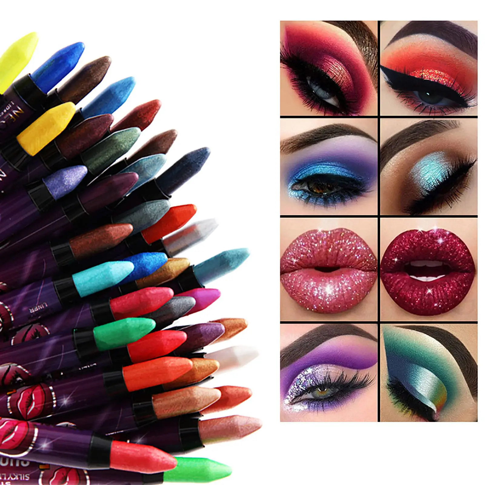 

36 Colors Eyeliner Pen Set Waterproof Eye Shadow Pencil Lip Liner Set Pearlescent Silkworm Eyeshadow Pen Lasting Waterproof Tool