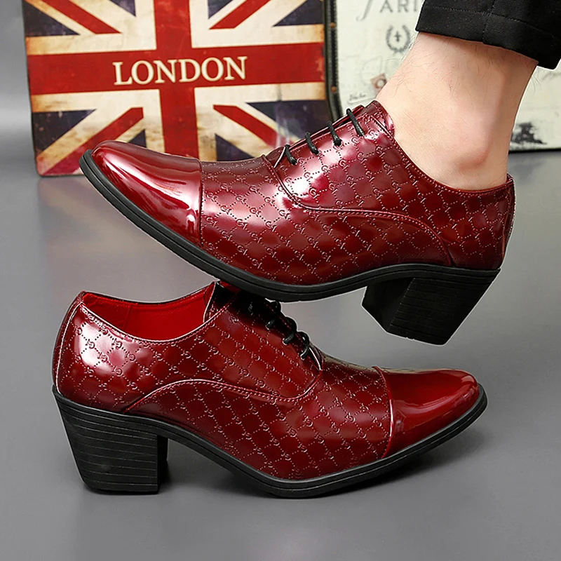 Men Formal Shoes High Heels Oxfords Mocassins Dress Driving Wedding Boat Shoes leather shoes