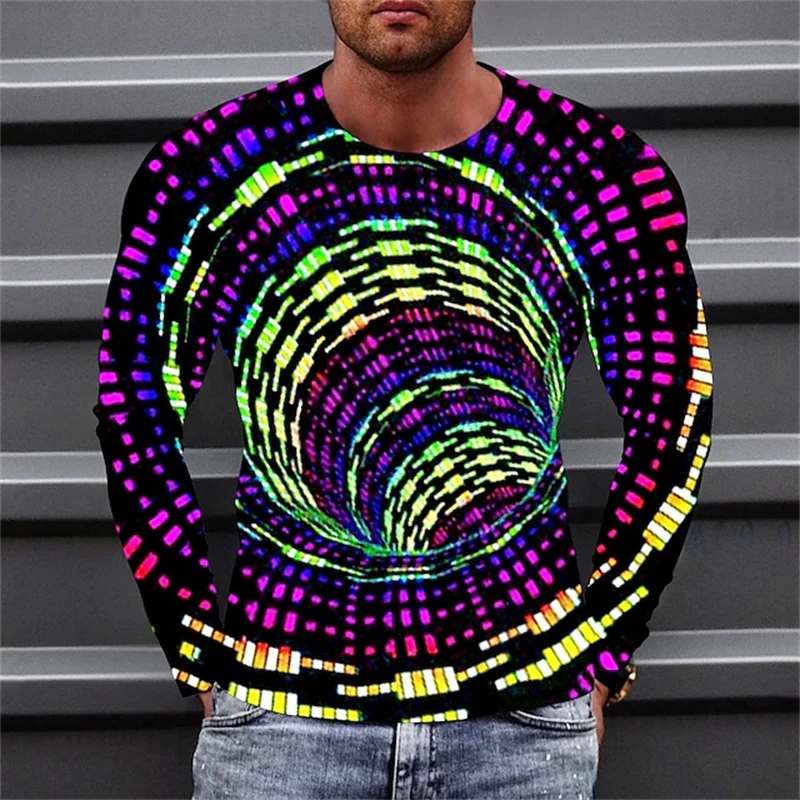 

Newest T Shirt Tee Optical Illusion 3D Graphic Printed T-shirt Outdoor Street Long Sleeve Apparel Sports Designer Casual Tops