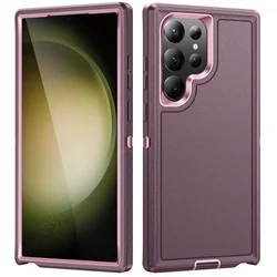 Heavy Duty Shockproof Rugged Protective Case with Full Cover for Samsung S24 (Purple)