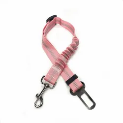 Adjustable Reflective Dog Car Seat Belt with Cushioning and Elasticity (Light  Pink)
