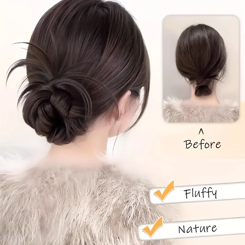 Meatball head synthetic hair bun new fashion female elegant floral hairpin-high temperature plastic hair accessories