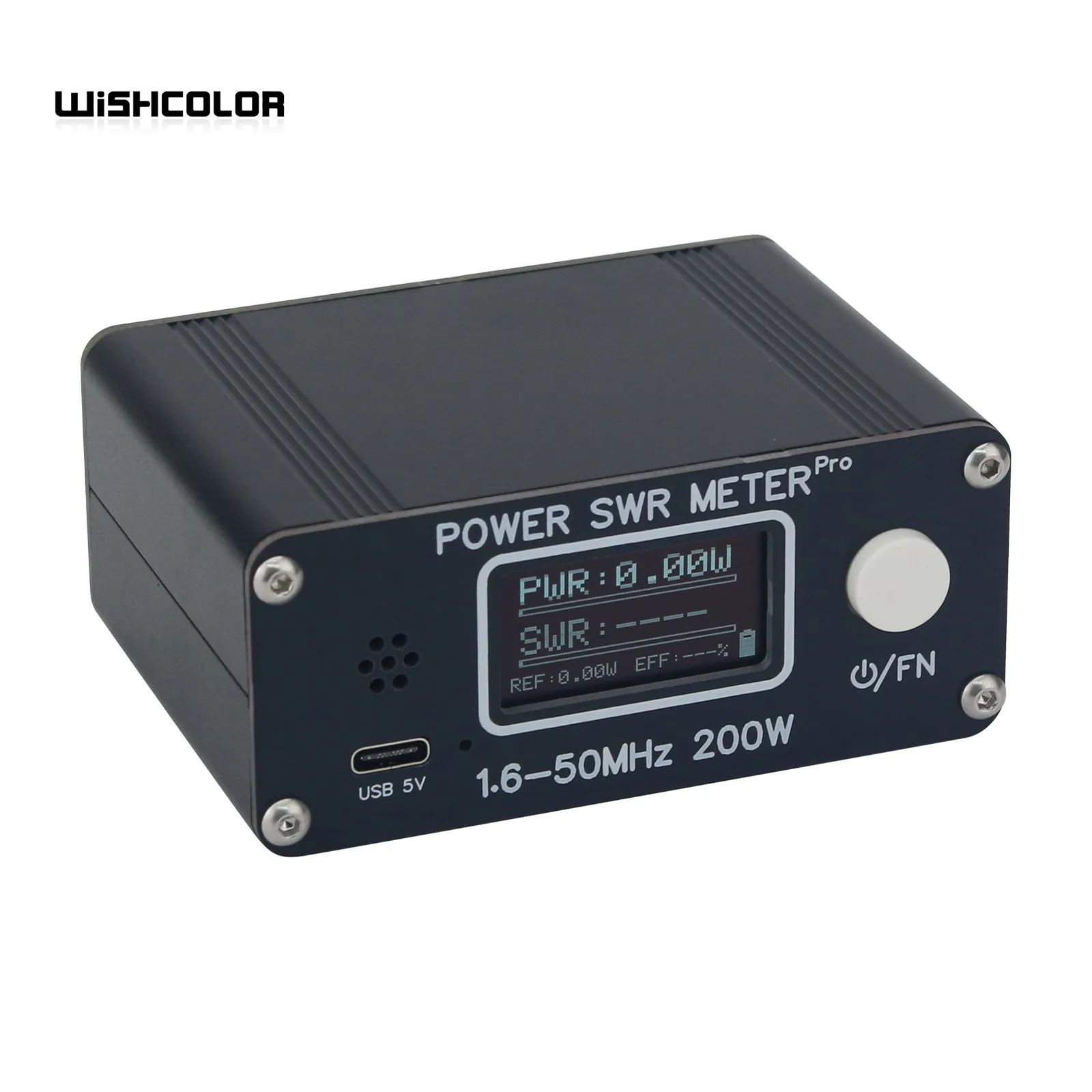 위시컬러 1.6-50MHz 200W 파워 SWR 미터 프로 HF PWR SWR 미터 (1.29인치 OLED 디지털 디스플레이 화면 포함)