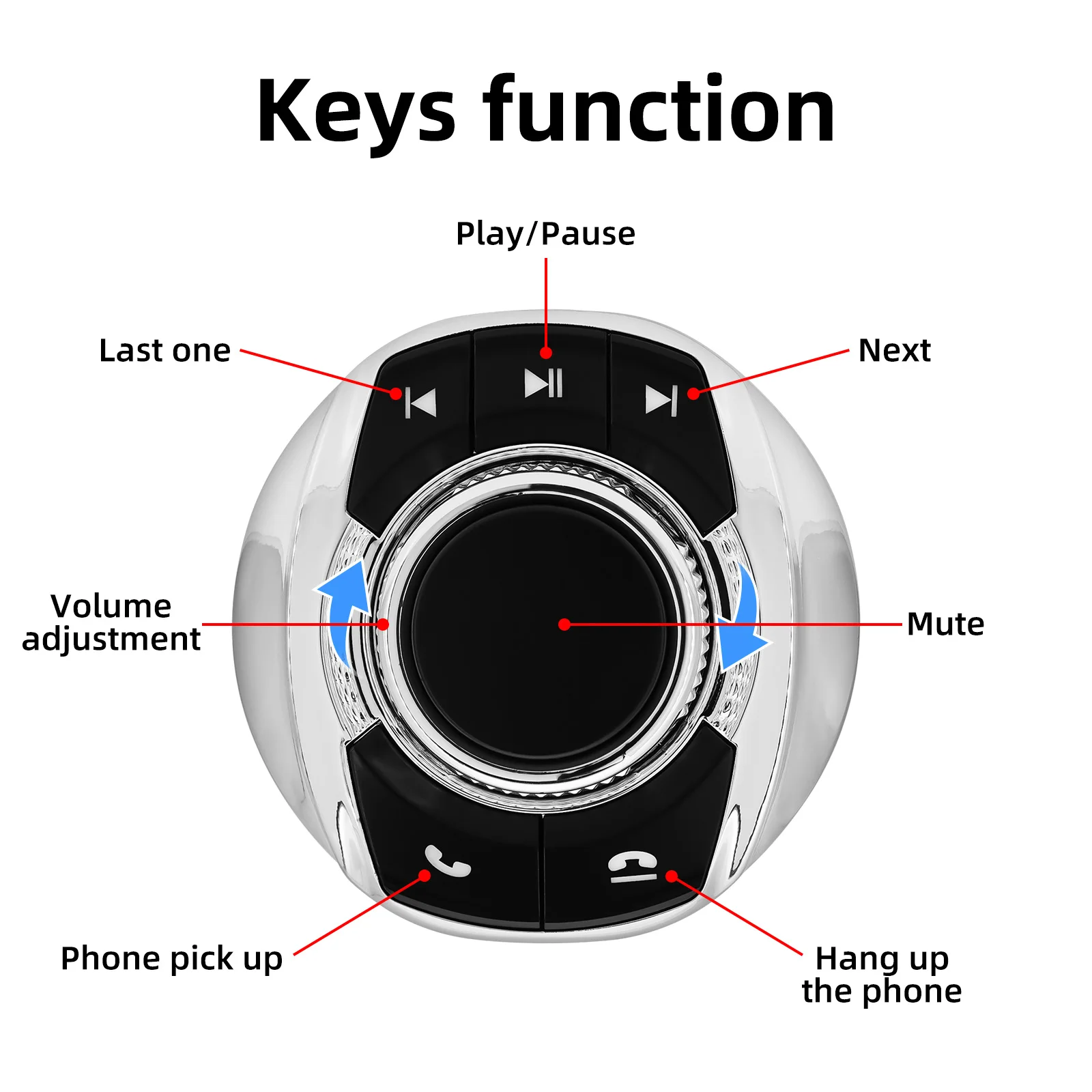 New 8 Keys Wireless Car Steering Wheel Remote Control Button Universal for Andro