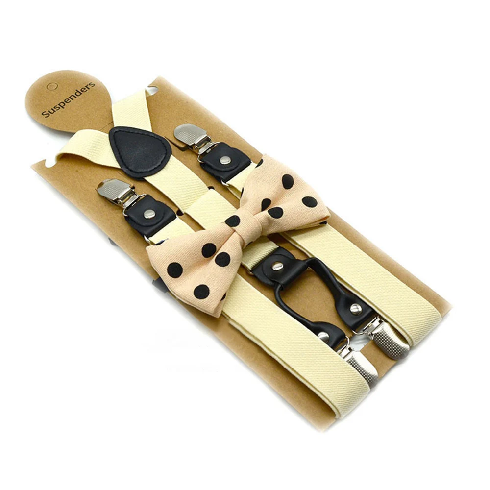 Solid Color Bowknot Elastic Leather Suspenders Braces Men Women Adjustable Straps For Wedding Suit Skirt Accessories Gift