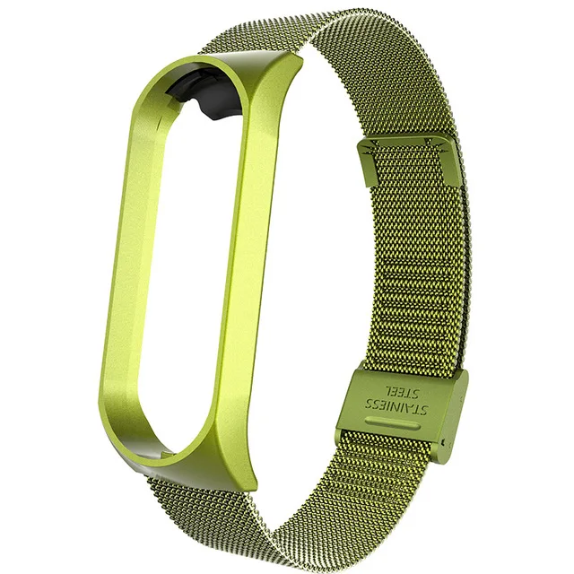 Strap For Xiaomi Mi Band 3 4 5 Wrist Metal Bracelet Screwless Stainless Steel MIband for Mi Band 4 3 5 Strap Wristbands Pulseira green 8