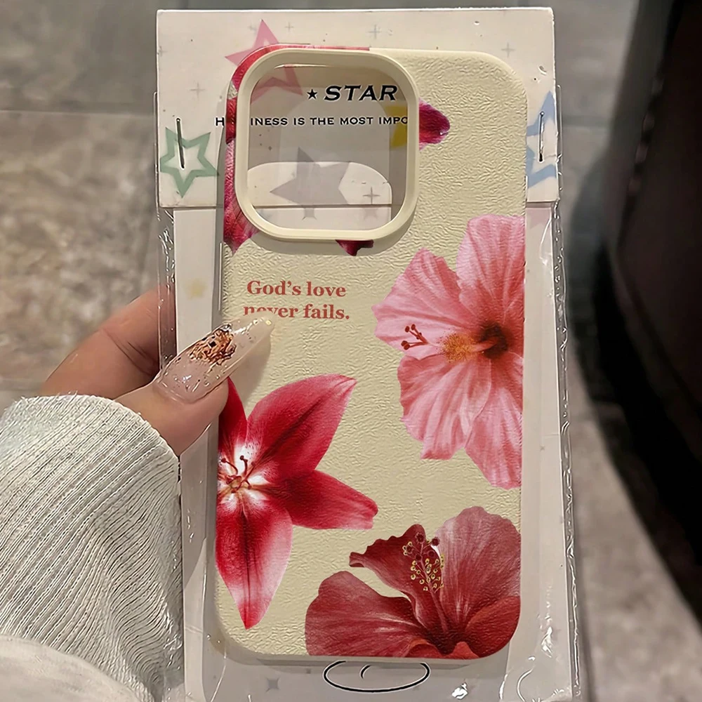 Elegant White and Blue Floral Soft Phone Case Cover