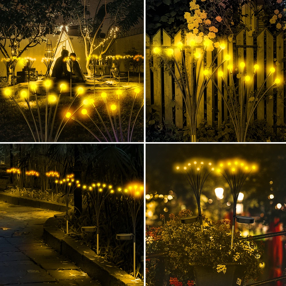 2 Pack Solar Firefly Lights Outdoor, Waterproof Color Changing Solar Garden Light for Yard, Patio Pathway, Lawn & Holiday Decors
