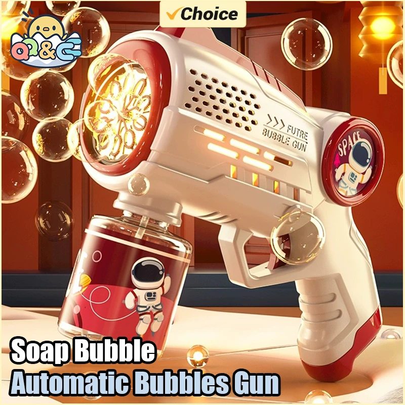 Astronaut Electric Soap Bubble Machine  Automatic Light Bubbles Gun Beach Outdoor Game Pomperos Toys for Children Kids Gift