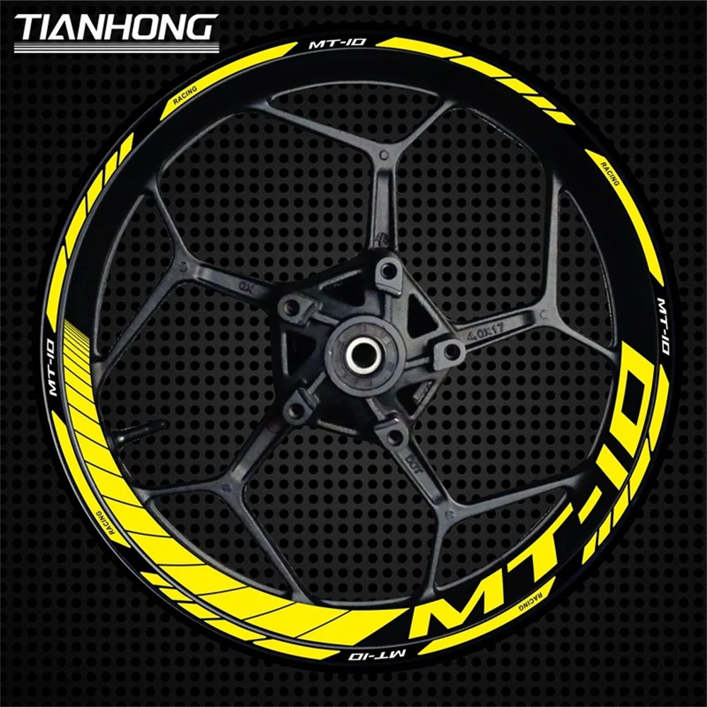 Reflective Stickers Motorcycle Stickers Vinyl Stickers Custom Stickers Wheel Hub Stickers Motorcycle Accessories For YAMAHA MT10 Motorcycle 17 Inch Wheel Hub MT-10 Decal Decoration Set Rim MT 10 Reflective Waterproof Sticker