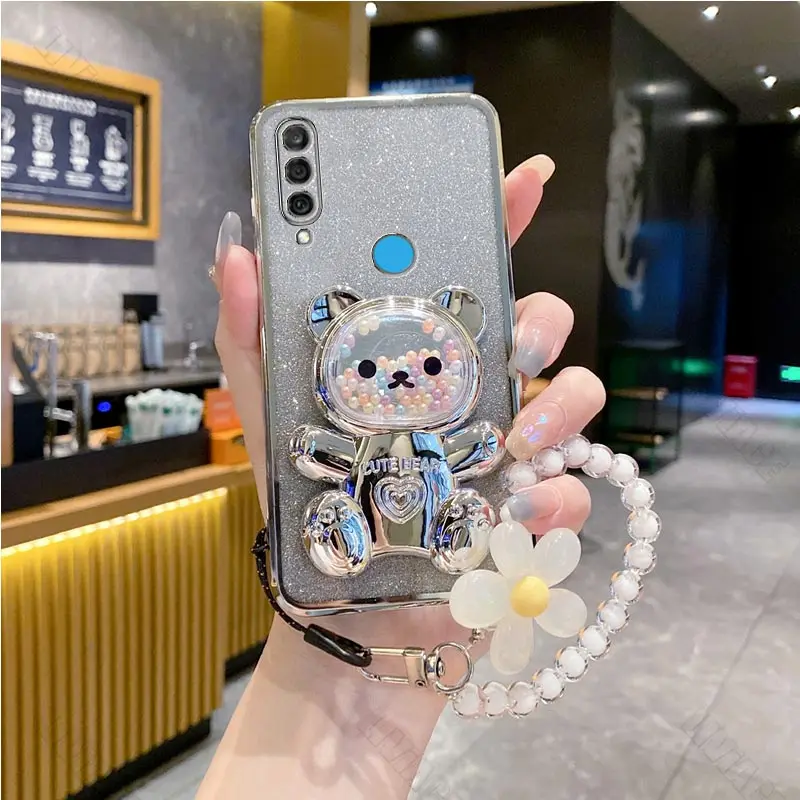 Floral Bear Strap Phone Holder Case with Stand - Universal Fit