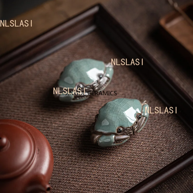 Cracked Glaze Crab Play Handmade Kongfu TeaPet Decoration Tea Table Tea Ceremony Accessories Tea Pet Furniture For Display