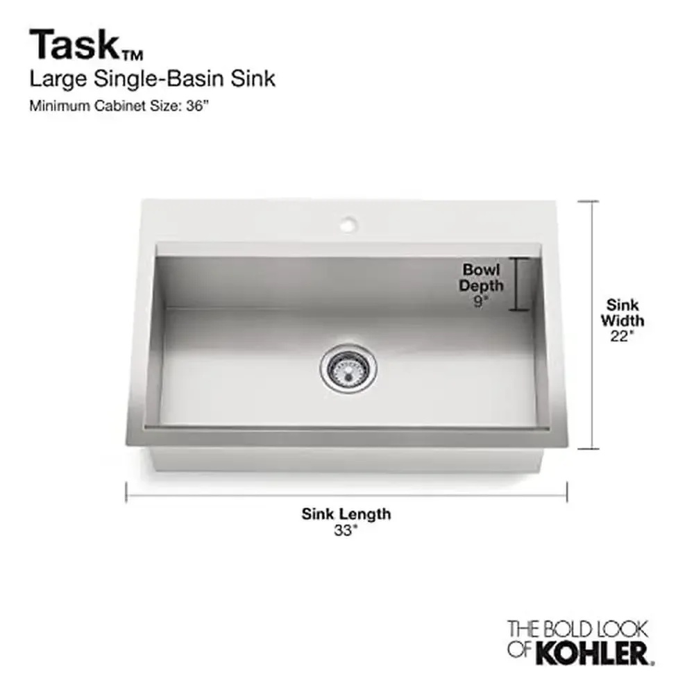 33" Single Bowl Stainless Steel Garbage Disposal Workstation 3/4HP Induction Motor 1-hole Task Sink Grid Drain 26 oz Grind