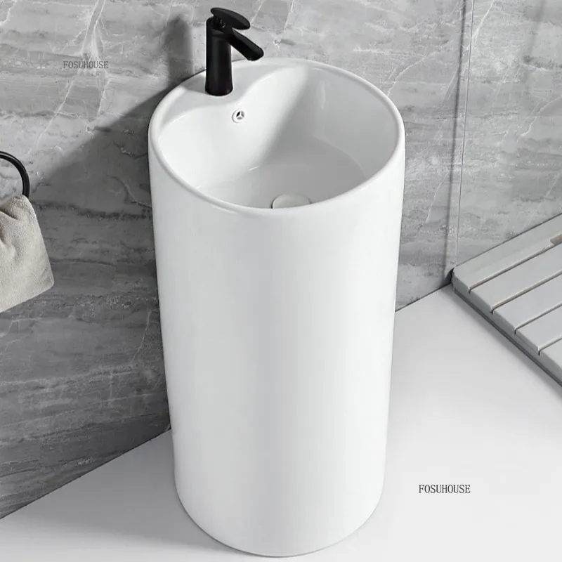 อ่างล้างหน้าดีไซน์ทันสมัย อ่างเซรามิกทรงเสา อ่างล้างหน้ากลางแจ้ง อ่างล้างหน้าแบบตั้งพื้นสำหรับระเบียง อ่างล้างหน้าแบบตั้งพื้นสำหรับห้องน้ำ 1