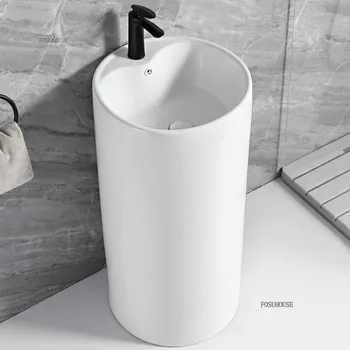 อ่างล้างหน้าดีไซน์ทันสมัย อ่างเซรามิกทรงเสา อ่างล้างหน้ากลางแจ้ง อ่างล้างหน้าแบบตั้งพื้นสำหรับระเบียง อ่างล้างหน้าแบบตั้งพื้นสำหรับห้องน้ำ 1