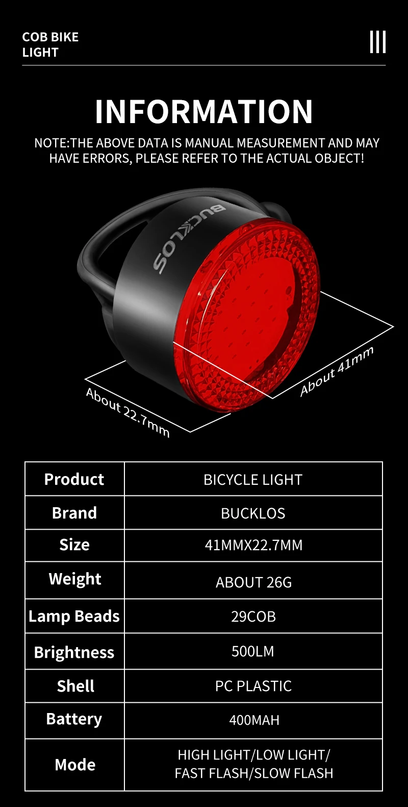 Bucklos kit éclairage vélo led rechargeable par usb avant et arrière_voghion.com