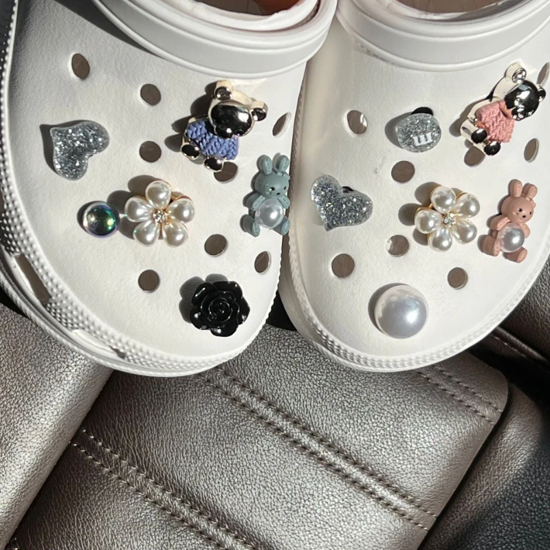 

DIY нежный медведь жемчуг подвеска для обуви Crocs Сабо слайды сандалии садовая обувь украшения Шарм Набор аксессуары детские подарки