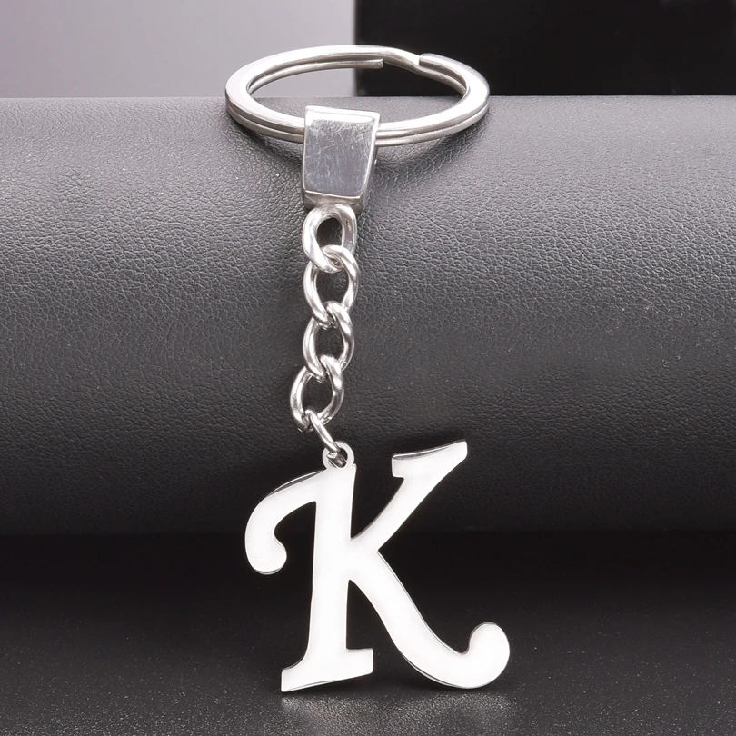 26文字のキーホルダー,シルバーカラー,ステンレス鋼,女性と男性