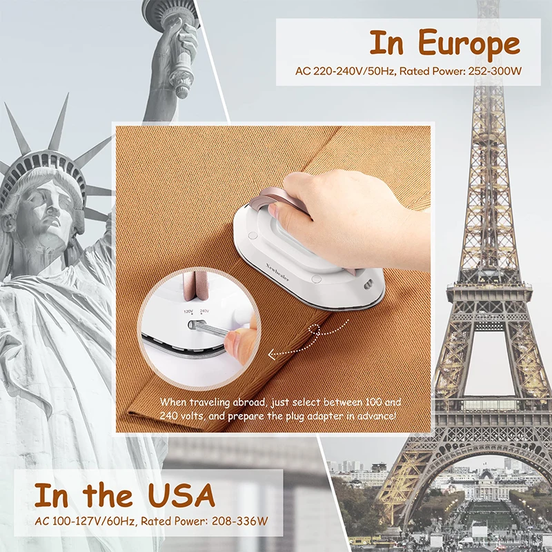 Mini Iron for Clothes 110V/220V Dual-Voltage 30S Preheating Portable Ironing Iron Dry Travel Iron 6