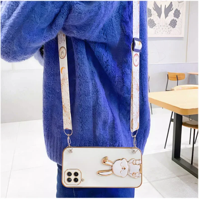 Sleek Crossbody Lanyard Rabbit Plating Case - Enhanced Protection
