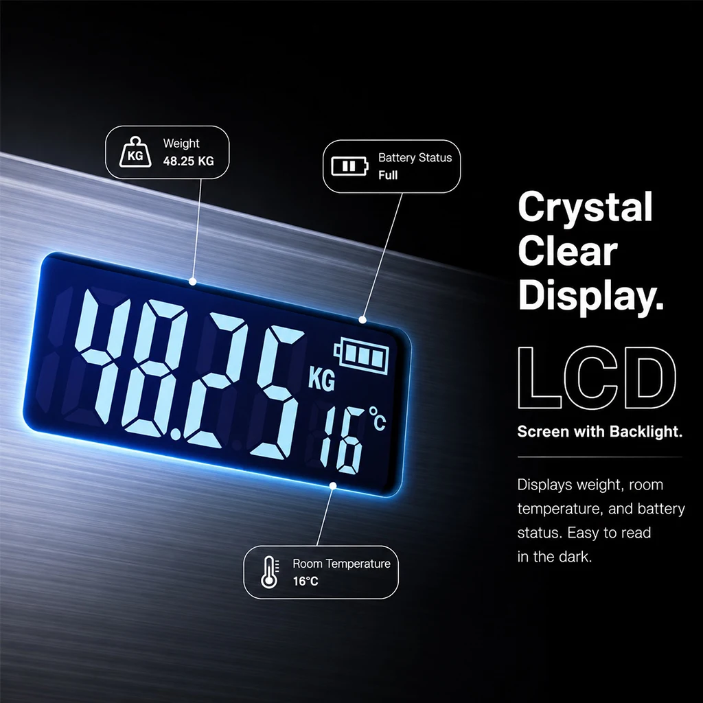 High Precision, Digital Household Body Thick Tempered Glass LCD Bathroom Scale, Weight Loss Scale_voghion.com