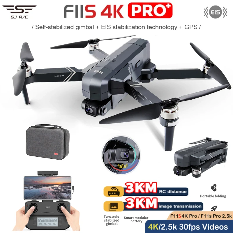 SJRC F11S 4K Pro Plus Drone dengan Kamera WIFI GPS EIS Sumbu