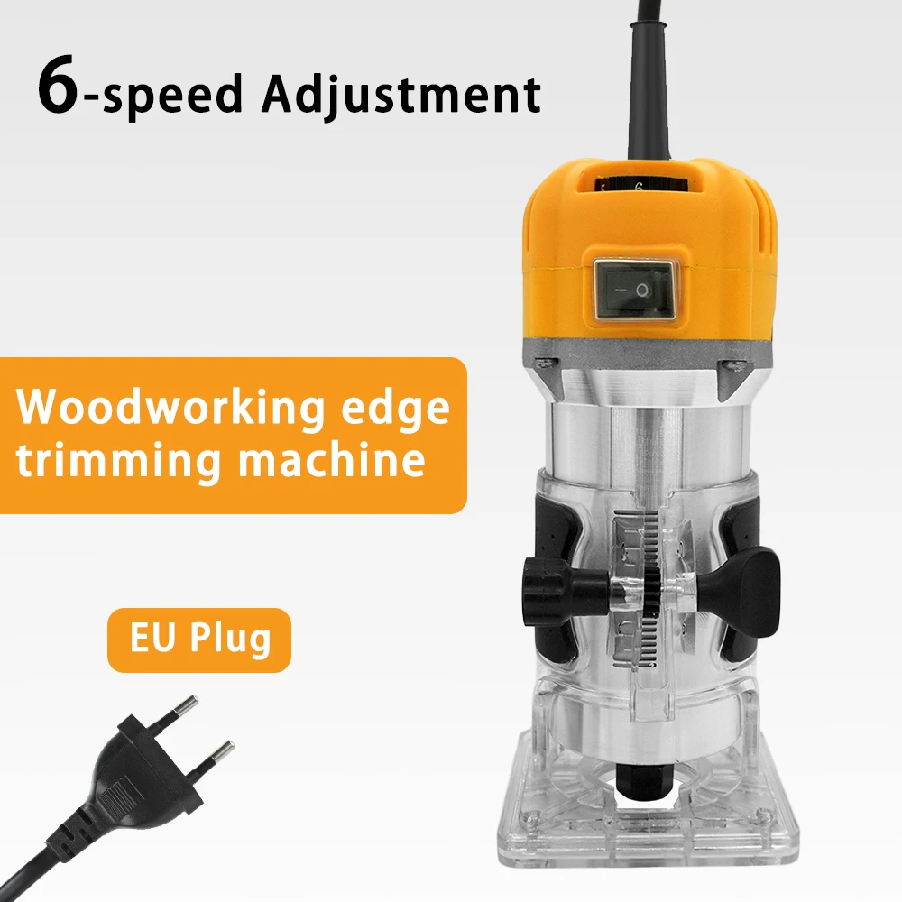 6 Speeds Electric Trimmer Wood Engraving Slotting Milling Trimming Machine Versatile Woodworking Router Power Tool EU Plug