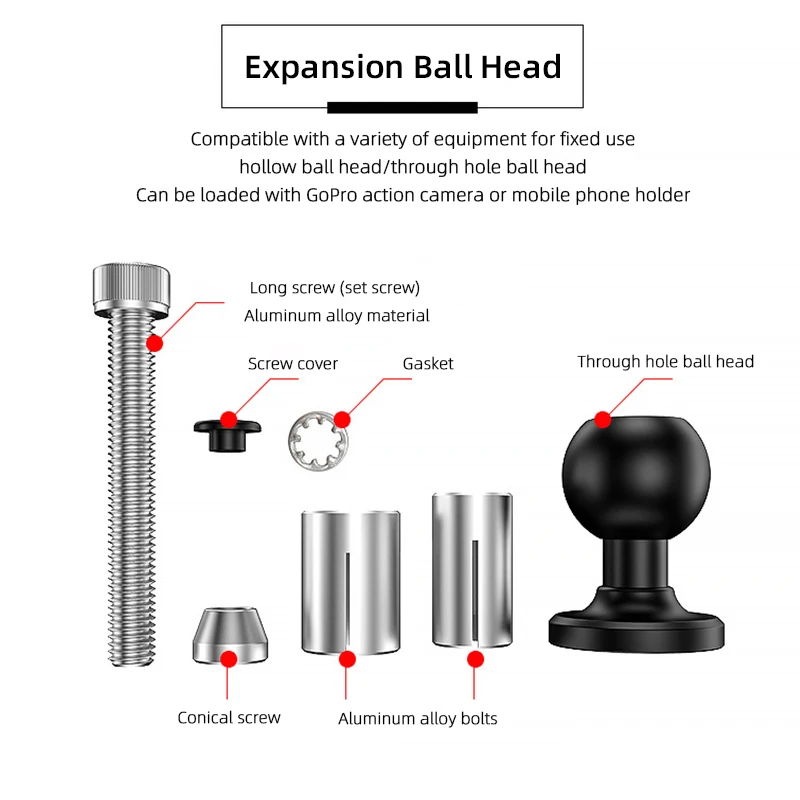 1 inch Ball Head Adapter to M6 M8 M10 Screw for GoPro Mount Motorcycle GPS Phone Car Bracket Insta360 X3 Camera Accessories 5