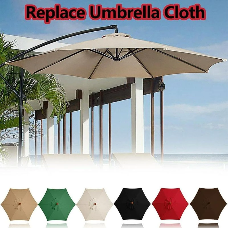 3m Beach Umbrella UV Protection Canopy Outdoor Umbrella Canopy Without Umbrella Stand (Beige/Coffee/Red) Suit For 8 Strands