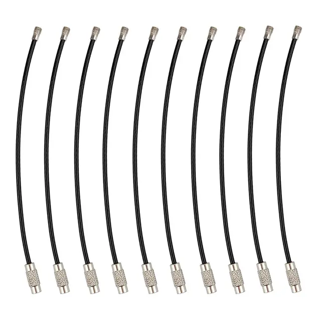 50~10pcs 10/15CM Stainless Steel Keychain Tag Rope Wire Cable Loop Screw Lock Gadget Rings Key Keyring Circle Camp Rope Fittings - Image 7
