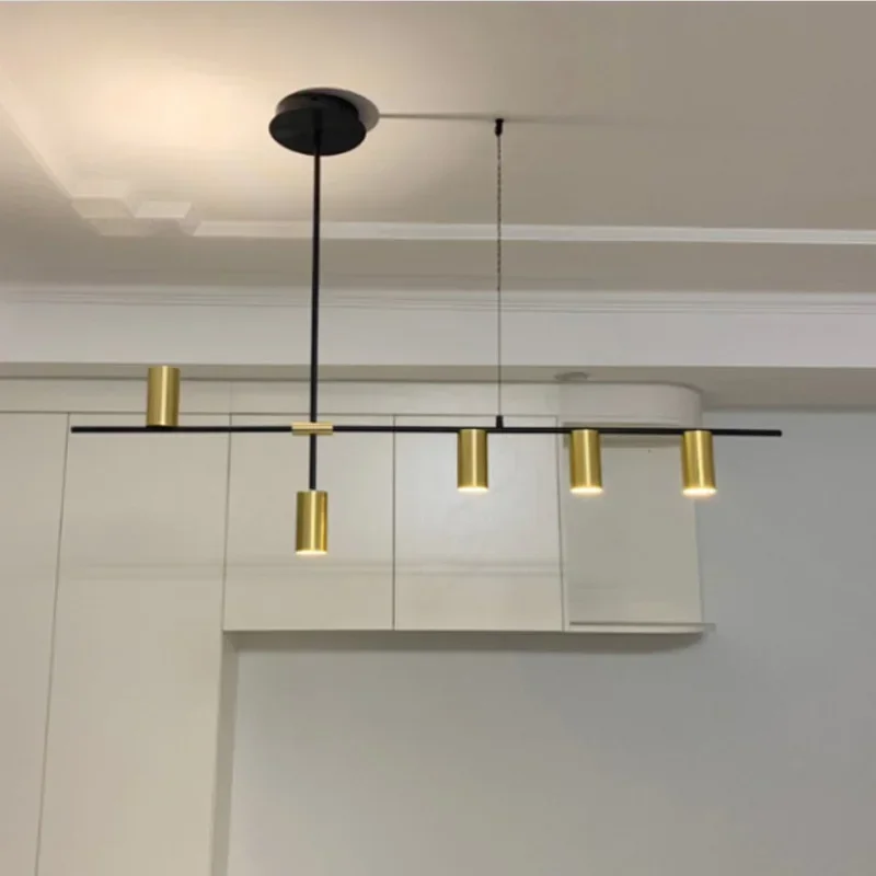 Nordic Modern Longer Chandelier Dining Table Fixtures Black Pendant Lights Bar Kitchen Suspension Decor Living Room Hanging Lamp images - 6