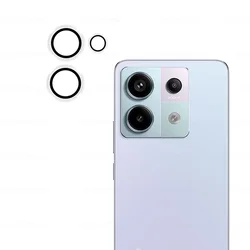 Premium 3D Tempered Glass Camera Protector with Metal Rear Ring for Redmy Note 13 5G (Sliver)