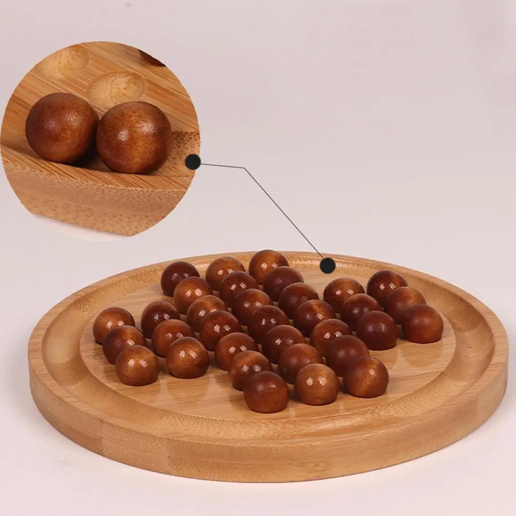 Wooden Wood Peg Solitaire Board Game Tabletop Living Room Office Decor 2