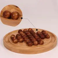 Wooden Wood Peg Solitaire Board Game Tabletop Living Room Office Decor 2
