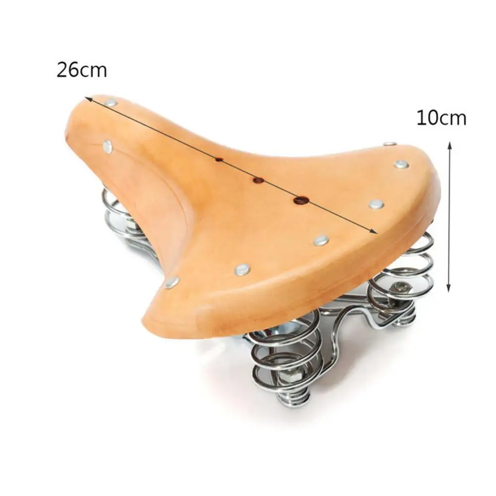 

Cowhide Seat Retro Vintage Waterproof Bike Saddle Seat Cowhide Leather Cushion Three Spring Saddle Bike Accessories
