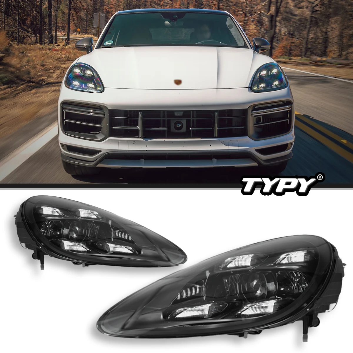 グ*ん様 ポルシェ カイエン958　LEDヘッドライト 4点デイライト+コーナリ 車のライト LED ヘッドランプポルシェカイエン 958.1 958.2 2011