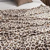Super Soft Coral Fleece Flannel Blankets Leopard Stripe Printed Sofa Bed Bedspread Plaid Blankets 6
