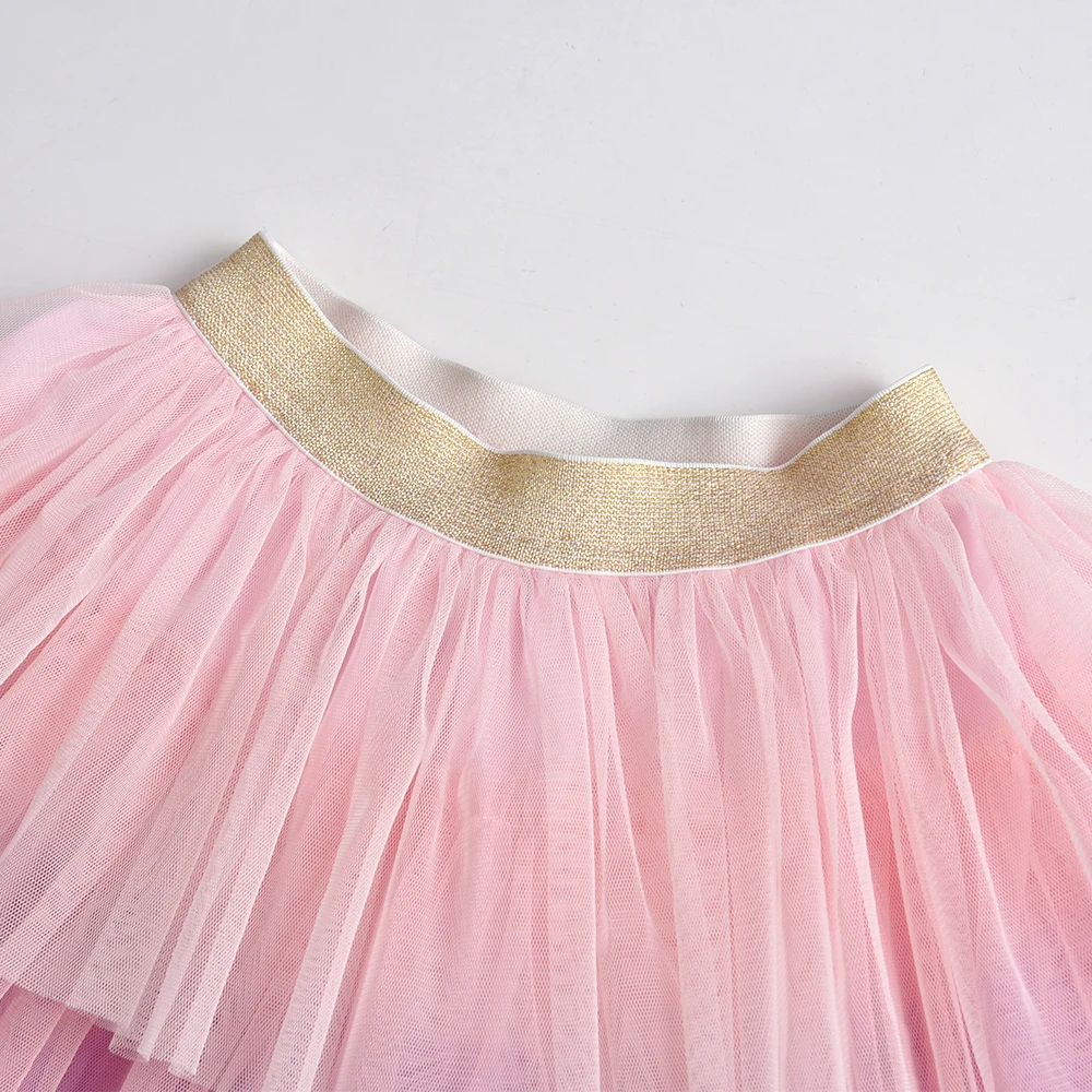 DXTON Baby Girls Mini Skirt Gradient Tulle Patchwork 3 Layered Children Ballet Tutu Skirt Perform Clothing 3-8Y