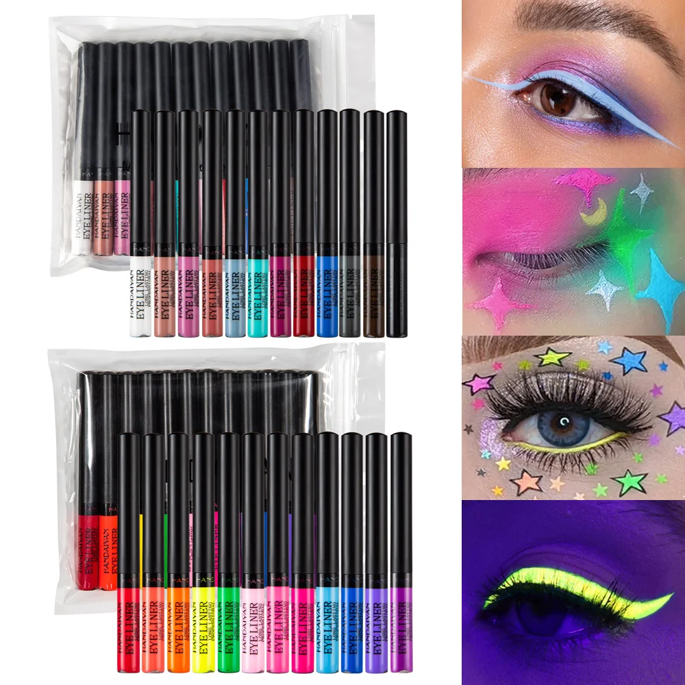 

Luminous Eyeliner Kit 12 Colors/Pack Matte Waterproof Liquid Colorful Eye Liner Pencil Set Makeup Colored Cosmetics Long-lasting