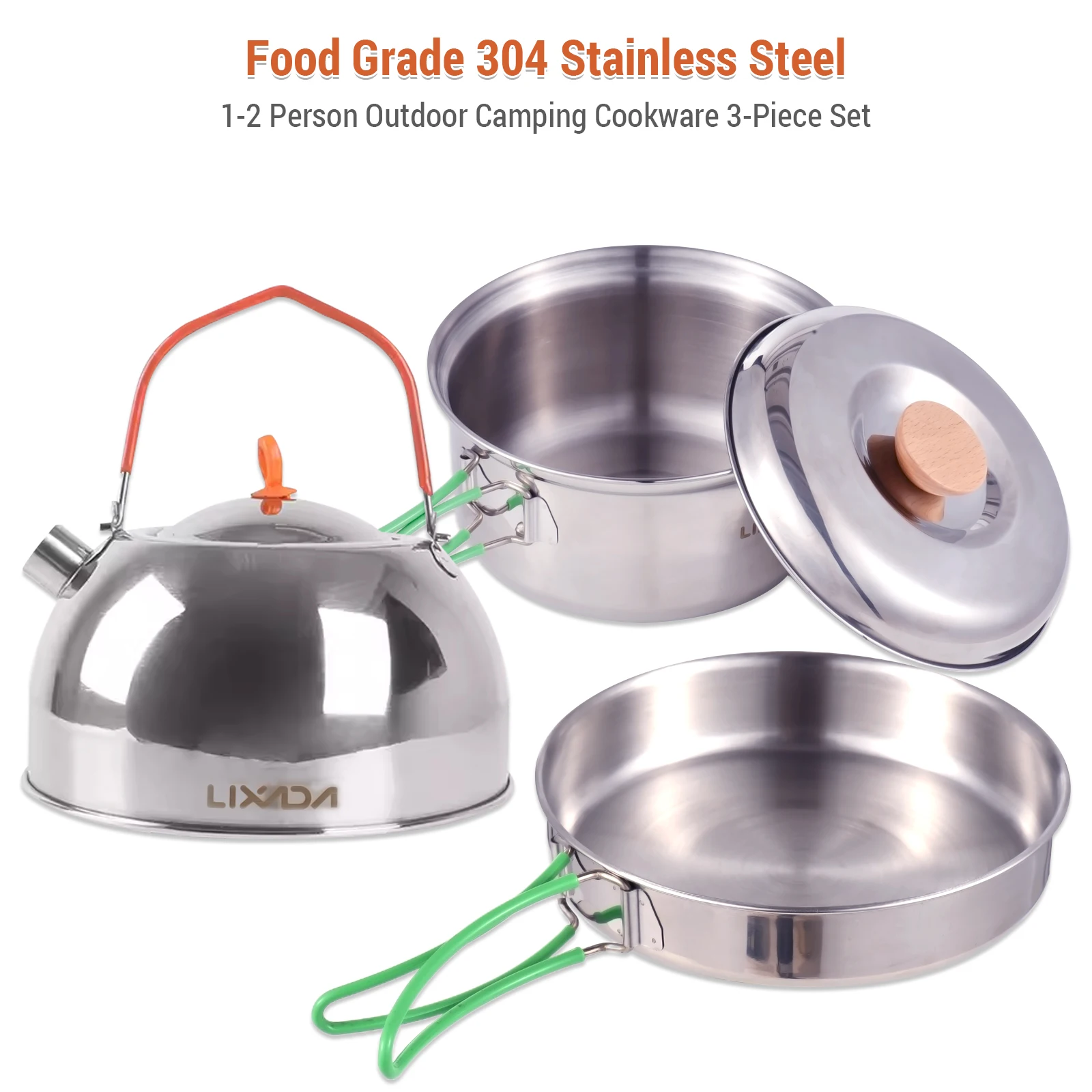 12PeopleCollapsibleCampingCookwareStainlessSteelforCookingPot