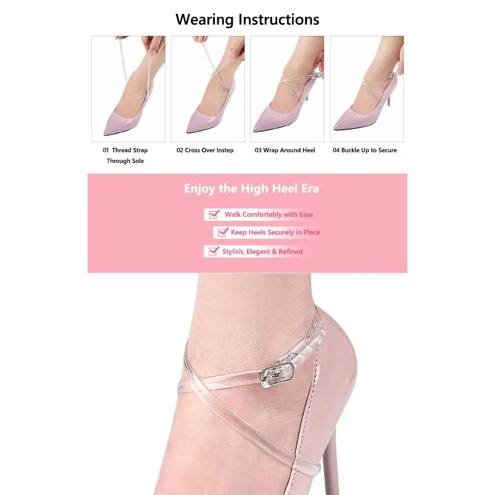 60 cm unsichtbare Schnürsenkelriemen High Heels Flats Wrap Around Anti-Rutsch-Riemen Schnürsenkel verhindern ein Verrutschen transparenter Schuhgürtel – Detail 7