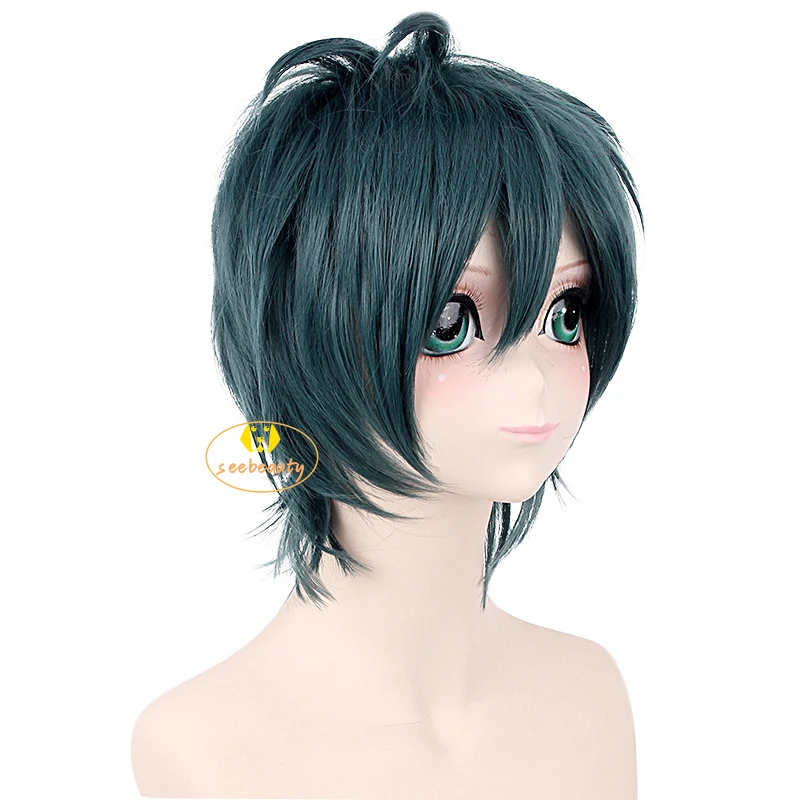 Anime The Devil Is A Part-Timer! Season 2 Maou Sadao Cosplay Wig Greenish  Black Short